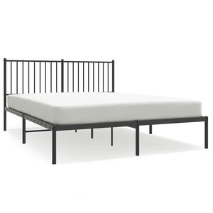 vidaXL Estructura cama sin colch&oacute;n con cabecero metal negro 150x200 cm