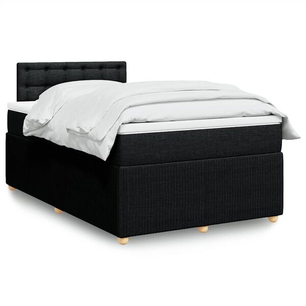 vidaXL Cama box spring con colch&oacute;n tela negro 120x200 cm
