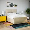 vidaXL Cama box spring con colch&oacute;n tela color crema 140x200 cm