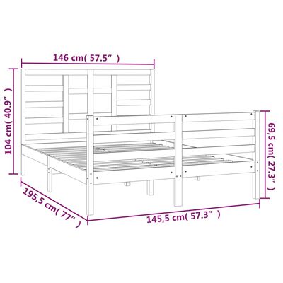 vidaXL Estructura de cama madera maciza 140x190 cm