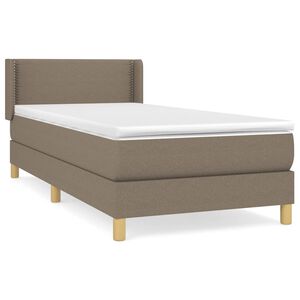 vidaXL Cama box spring con colch&oacute;n tela gris taupe 90x190 cm