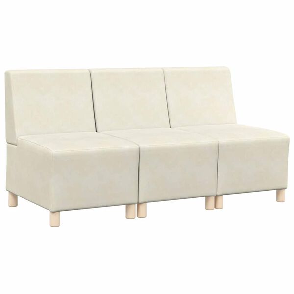 vidaXL Unidad de Sof&aacute; Modular sin Brazos 3 pcs Crema 55 x 74 x 82 cm
