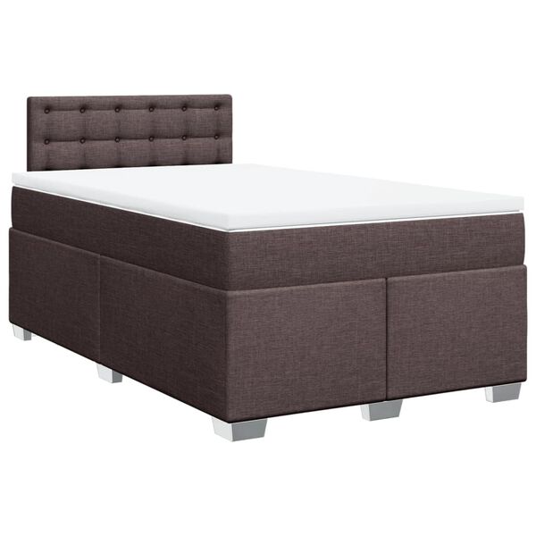 vidaXL Cama box spring con colch&oacute;n tela marr&oacute;n oscuro 120x200 cm