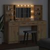 vidaXL Conjunto de mesa de vestidor con LED 3 pcs Roble artesanal