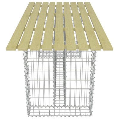 vidaXL Mesa de jardín con gaviones de acero y madera pino 180x90x74 cm
