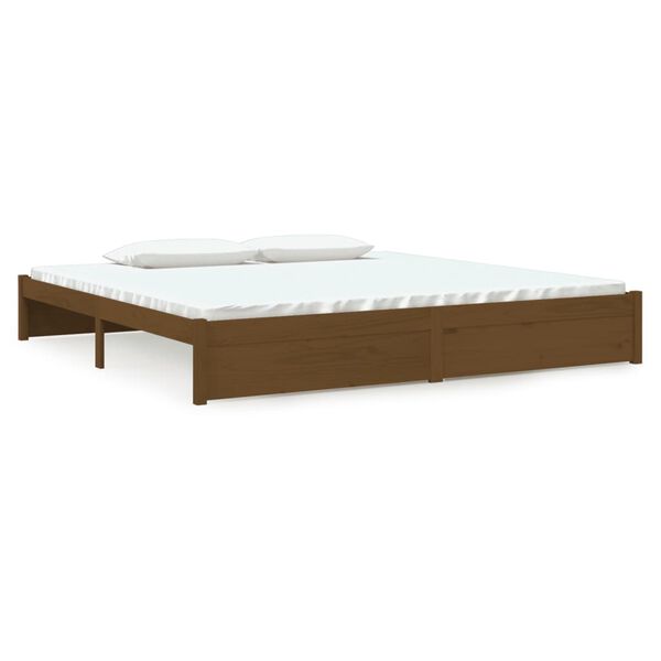 vidaXL Estructura cama sin colch&oacute;n madera maciza marr&oacute;n miel 200x200cm