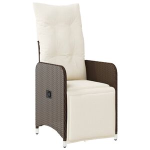 vidaXL Sill&oacute;n reclinable de jard&iacute;n con cojines rat&aacute;n sint&eacute;tico marr&oacute;n