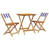 vidaXL Juego de bistro de 3 piezas tela y madera maciza azul y blanco