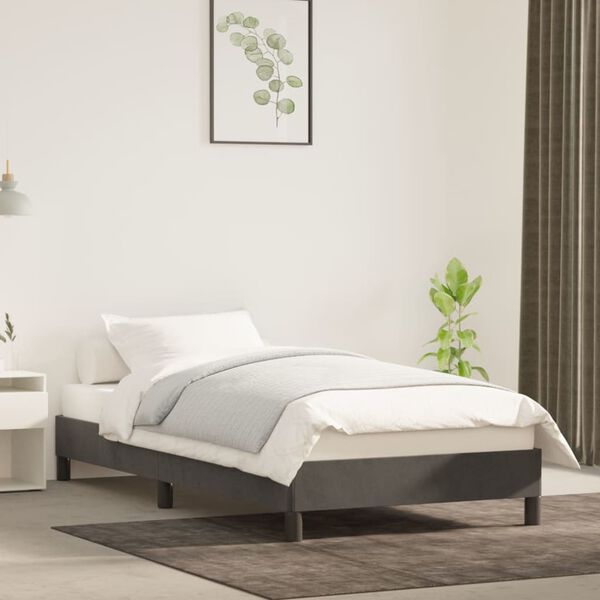 vidaXL Estructura de cama sin colch&oacute;n terciopelo gris oscuro 80x200 cm