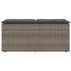 vidaXL Banco de jardín con cojín ratán sintético gris 110x40x44 cm