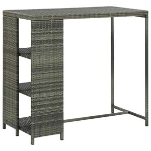 vidaXL Mesa bar estante almacenaje 120x60x110cm rat&aacute;n sint&eacute;tico gris