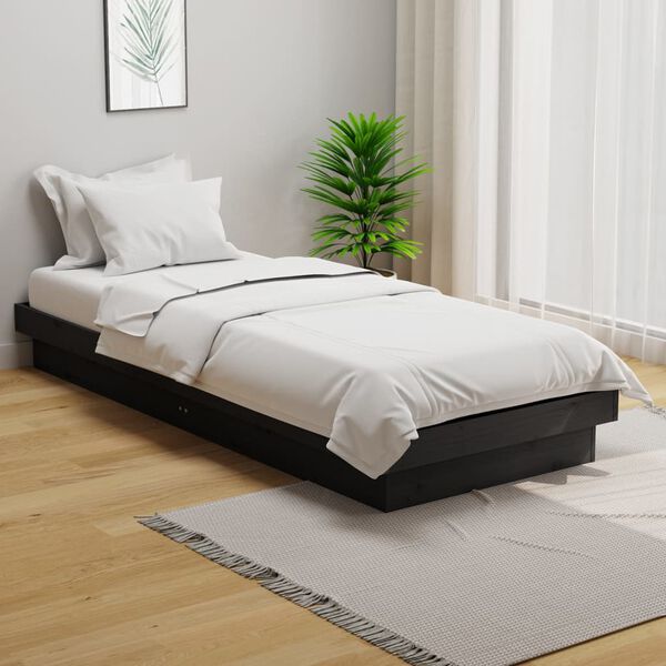 vidaXL Estructura de cama individual sin colchón madera maciza gris
