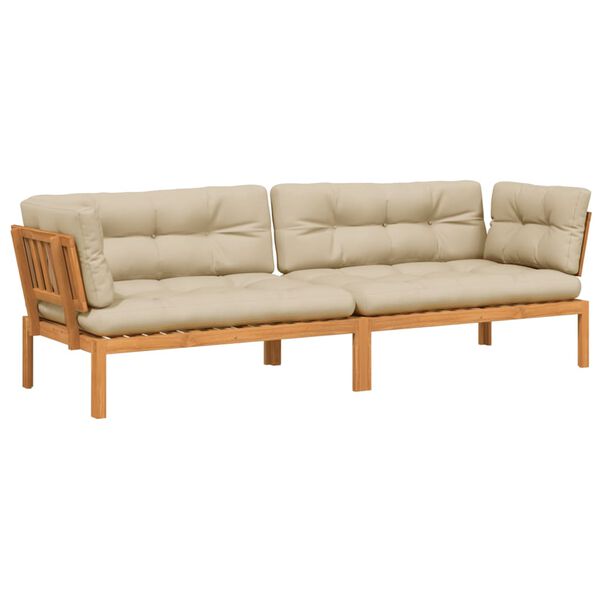 vidaXL Sof&aacute;s de esquina de palets jard&iacute;n y cojines 2 uds madera acacia