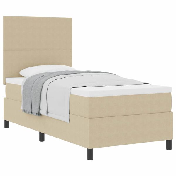 vidaXL Cama tipo Box Spring Gris claro y blanco. 203 x 90 x 128 cm