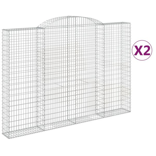 vidaXL Cestas de gaviones 2 uds forma de arco hierro 300x30x200/220 cm