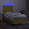 vidaXL Cama box spring colch&oacute;n y luces LED tela verde 100x200 cm