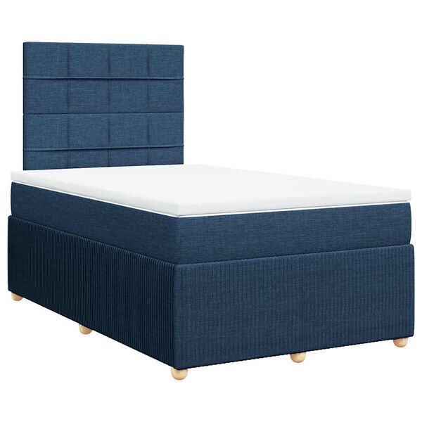 vidaXL Cama box spring con colch&oacute;n tela azul 120x200 cm