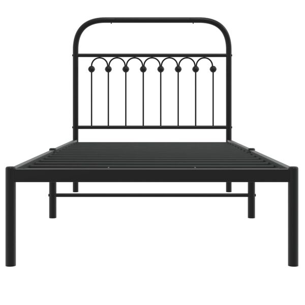vidaXL Estructura cama sin colchón con cabecero metal negro 90x200 cm