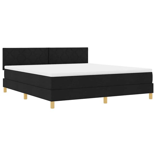 vidaXL Cama tipo Box Spring con colch&oacute;n Negro 180 x 200 cm tela
