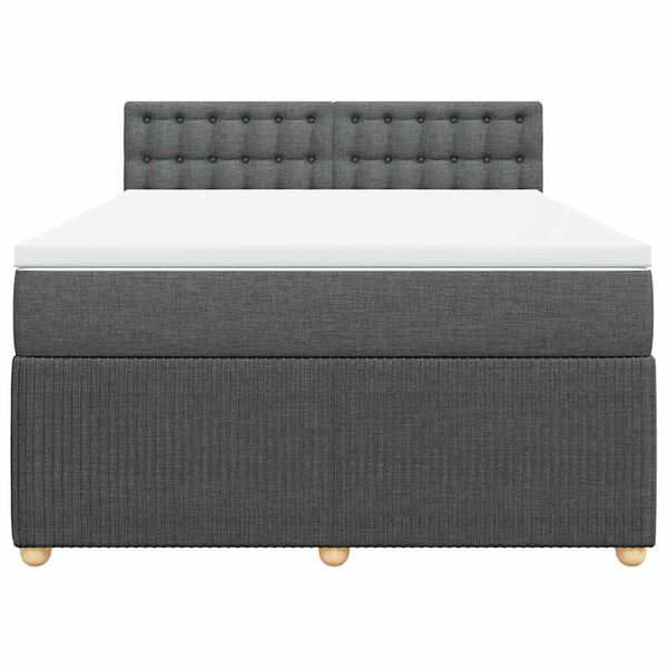 vidaXL Cama box spring con colch&oacute;n tela gris oscuro 140x200 cm