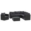 vidaXL Set de muebles de jard&iacute;n y cojines 7 pzas rat&aacute;n sint&eacute;tico negro