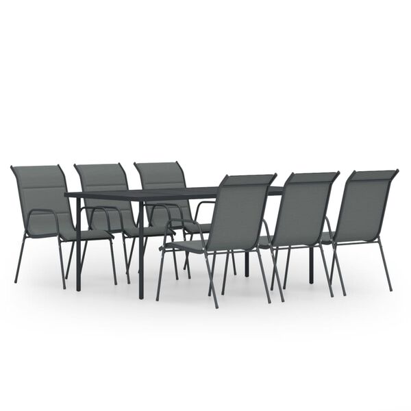 vidaXL Juego de comedor para jard&iacute;n 7 piezas acero negro