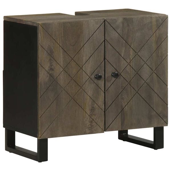 vidaXL Conjunto de muebles de ba&ntilde;o 3 piezas madera maciza mango negro