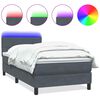 vidaXL Cama box spring con colch&oacute;n y LED terciopelo gris oscuro 100x210 cm