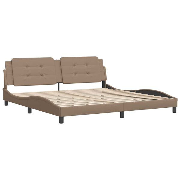 vidaXL Estructura de cama sin colch&oacute;n Zadar cuero sint&eacute;tico capuchino 200x200cm