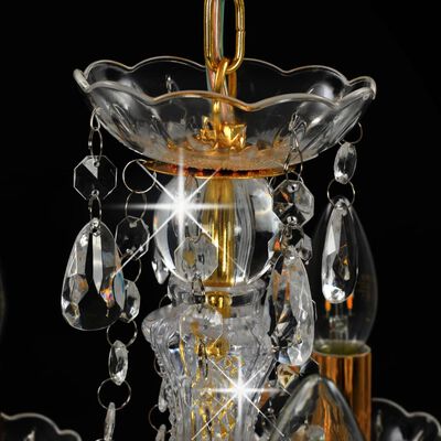 vidaXL Lámpara de araña con cuentas de cristal dorado redonda 5 x E14