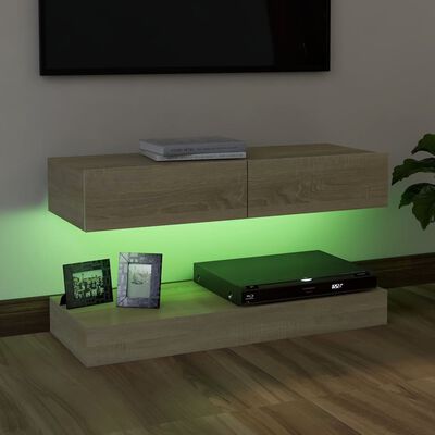 vidaXL Armario TV con luces LED roble Sonoma 90x35 cm