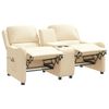 vidaXL Sillón de masaje reclinable 2 plazas con portavasos crema