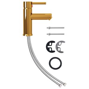 vidaXL Grifo para lavabo de baño acabado dorado 130x176 mm