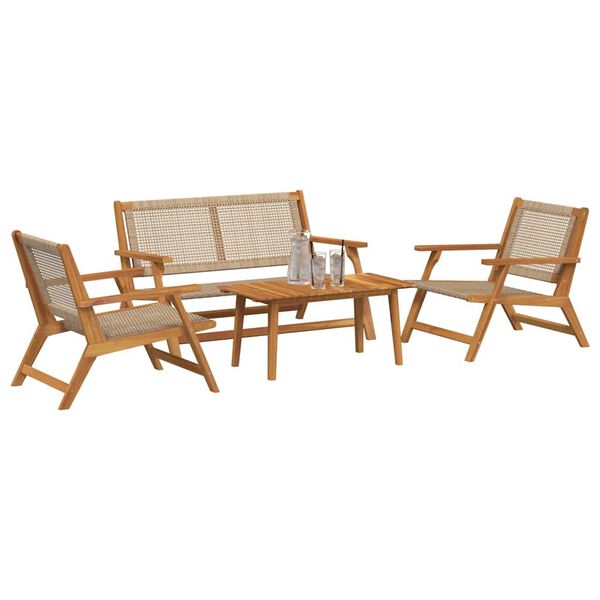 vidaXL Sillas de Jard&iacute;n con Mesa 4 pcs Beige 90 x 45 x 40 cm