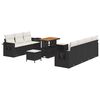 vidaXL Conjunto de sof&aacute; de jard&iacute;n 10 uds. Negro rat&aacute;n sint&eacute;tico