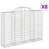 vidaXL Cestas gaviones 8 uds forma de arco hierro 200x30x140/160 cm