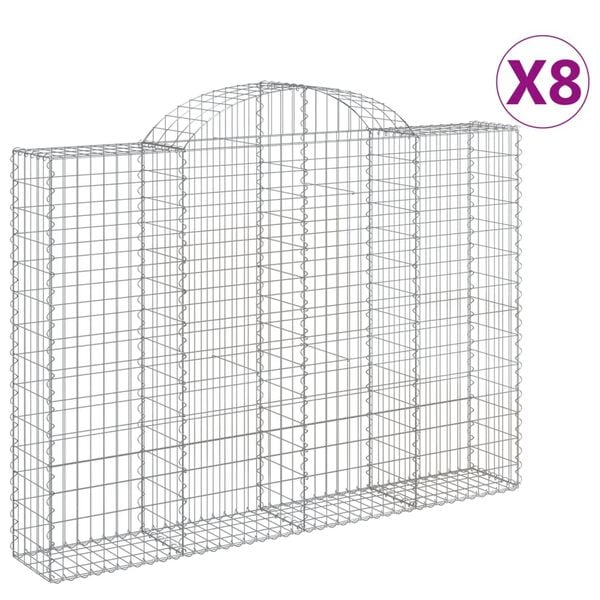 vidaXL Cestas gaviones 8 uds forma de arco hierro 200x30x140/160 cm