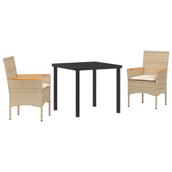 vidaXL Conjunto de Comedor de Jardín 3 pcs Beige ratán sintético