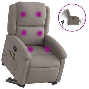 vidaXL Sill&oacute;n de masaje el&eacute;ctrico reclinable elevable tela taup&eacute;