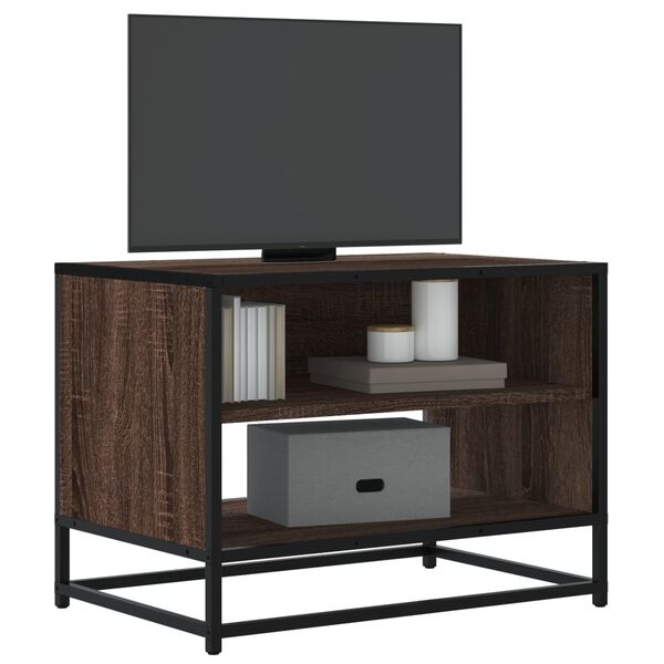 vidaXL Mueble TV metal y madera ingenier&iacute;a marr&oacute;n roble 61x40x46 cm