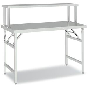 vidaXL Mesa de trabajo para cocina con estante acero inox 120x60x115cm