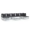 vidaXL Juego de muebles de jard&iacute;n 8 piezas con cojines acero blanco