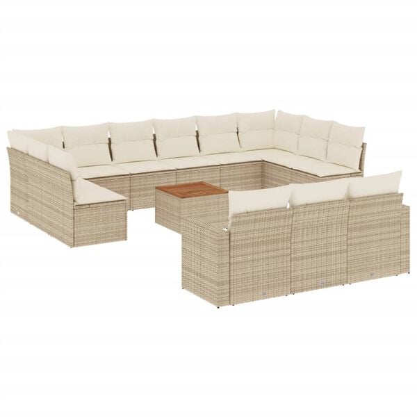 vidaXL Set sof&aacute;s de jard&iacute;n 14 pzas con cojines rat&aacute;n sint&eacute;tico beige