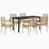 vidaXL Set comedor de jard&iacute;n 7 pzas con cojines rat&aacute;n sint&eacute;tico beige