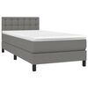 vidaXL Cama box spring con colch&oacute;n tela gris oscuro 100x200 cm