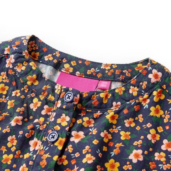 Vestido infantil de manga larga azul marino 116