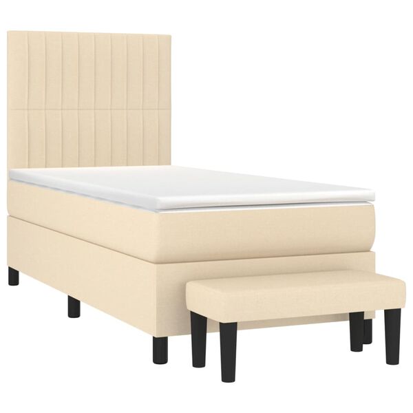vidaXL Cama box spring con colch&oacute;n tela color crema 100x200 cm