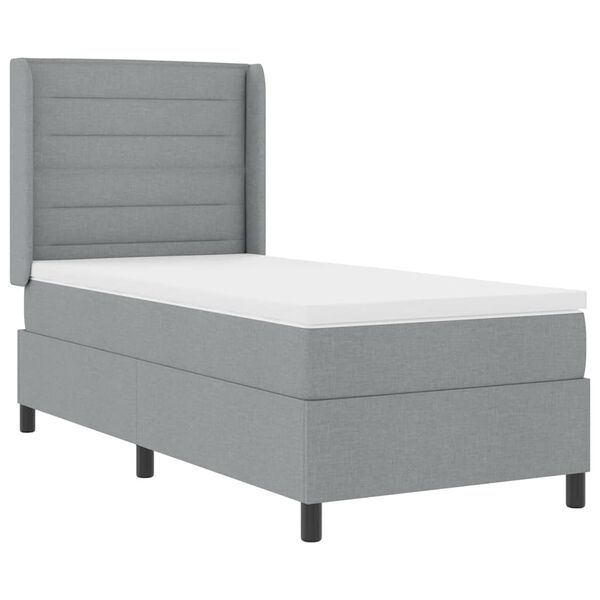 vidaXL Cama Box Spring LED con colch&oacute;n Gris Claro 100 x 200 cm tela