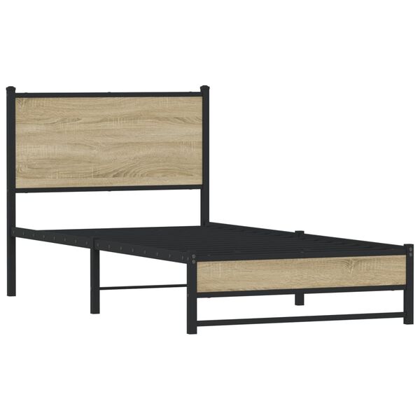 vidaXL Estructura de cama sin colchón metal roble Sonoma 80x200 cm