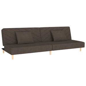 vidaXL Sof&aacute; cama de 2 plazas con dos almohadas tela marr&oacute;n